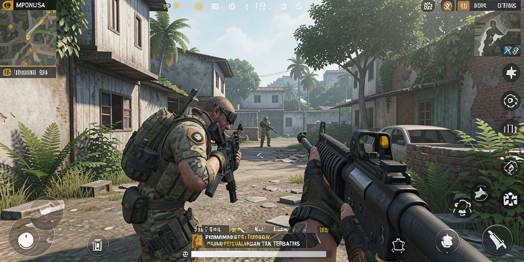 Tangkapan layar gameplay <strong>MPONUSA</strong> menampilkan aksi tembak-menembak menegangkan.