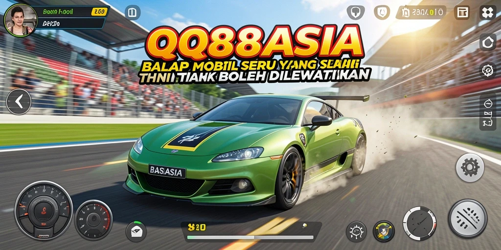 Tampilan seru dari gameplay balap mobil di QQ88ASIA.