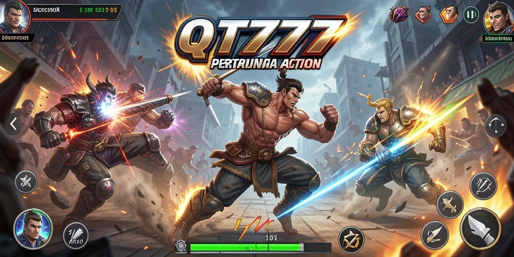 Tampilan gameplay QT777 yang penuh aksi dan pertarungan epik.